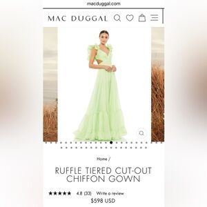 NWT Mac Duggal Mint Green Tiered Gown